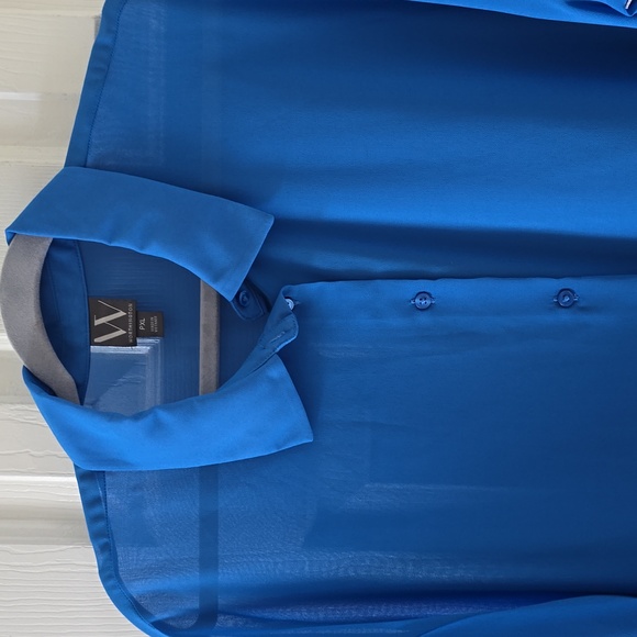 WORTHINGTON WOMENS PETITE FRONT BUTTON LONG SLEEVE BLUE BLOUSE SIZE PETITE XL - Picture 4 of 14